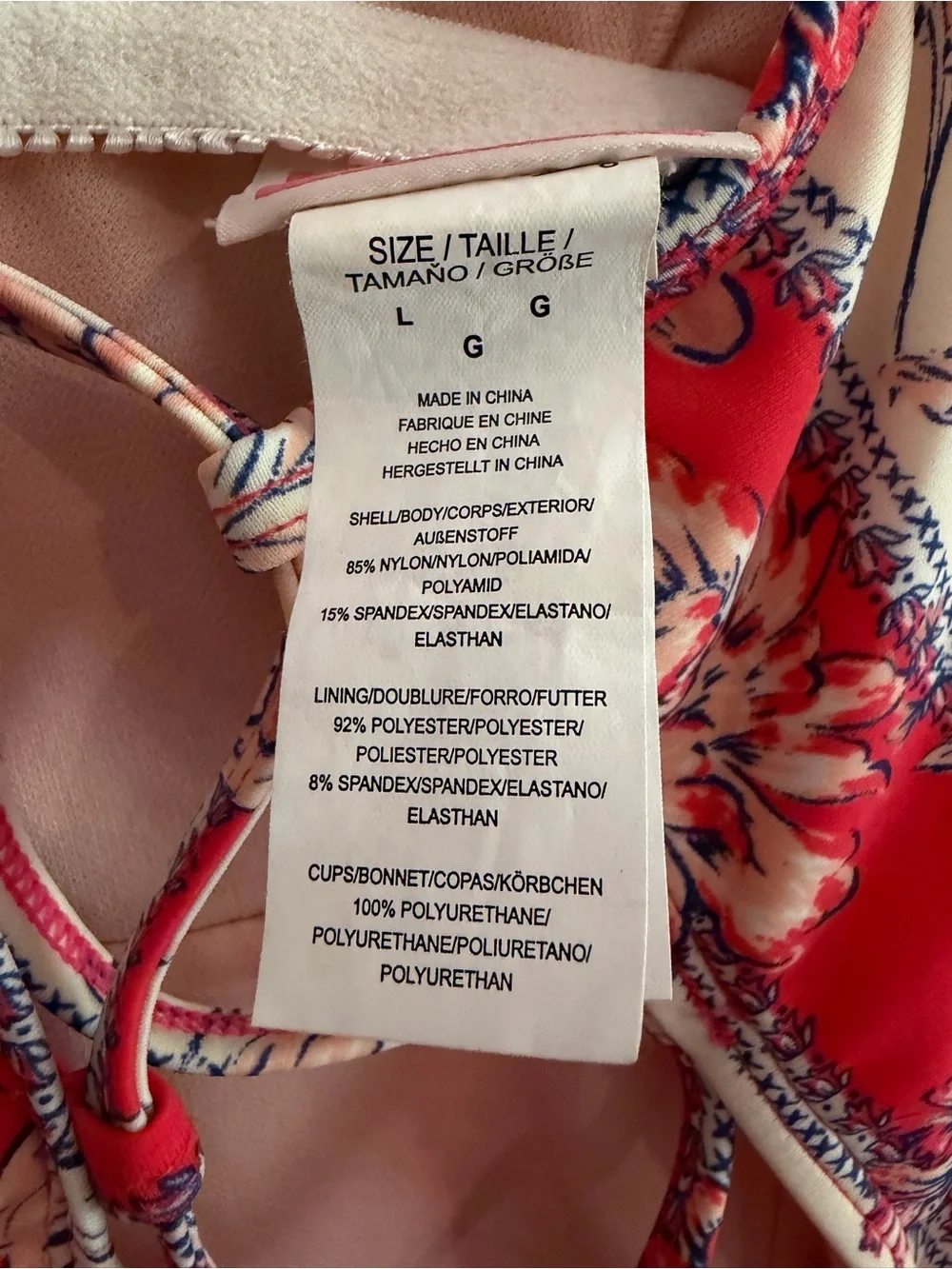 Vintage Kate Spade One Piece Red, Peach, & White Stripes with Floral Motif - L